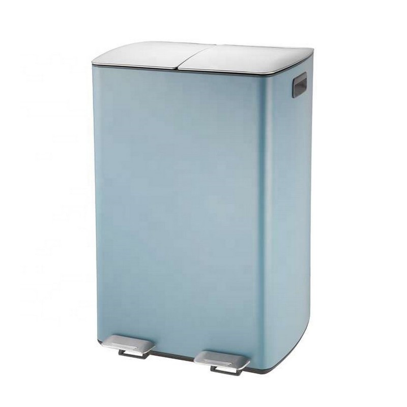 blue dual compartment trash can