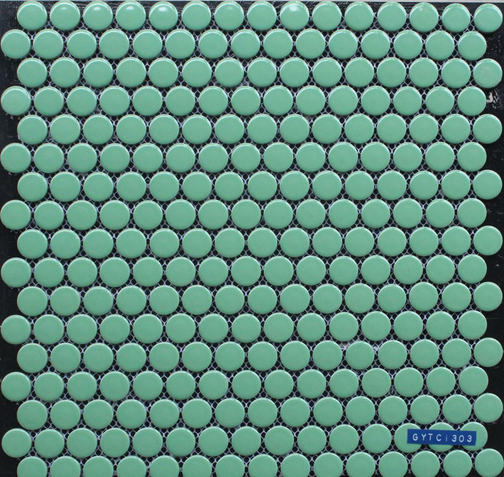 Small Round Green Porcelain Mosaic Tile