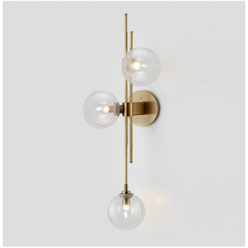 Decorative Wall Lamp Green three-head glass lamp shade gold wall lamp Factory