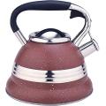 Red with Stainless Steel Design Whistling Tea Kettle