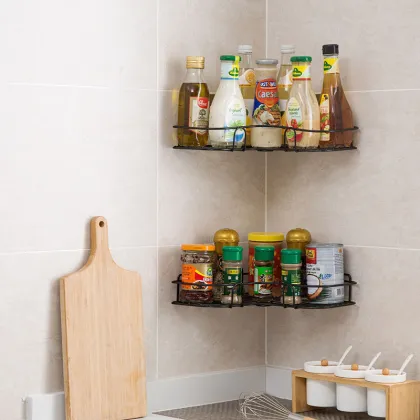 Bathroom Corner Shelf Organizer - Metal Storage Rack for Kitchen and Sink