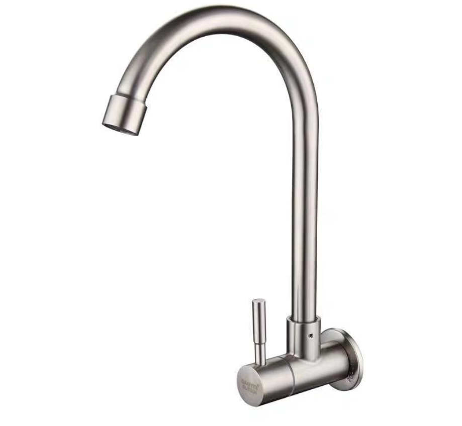 Grifo de cocina de estilo clásico de acero inoxidable 304 montado en la pared para un solo frío