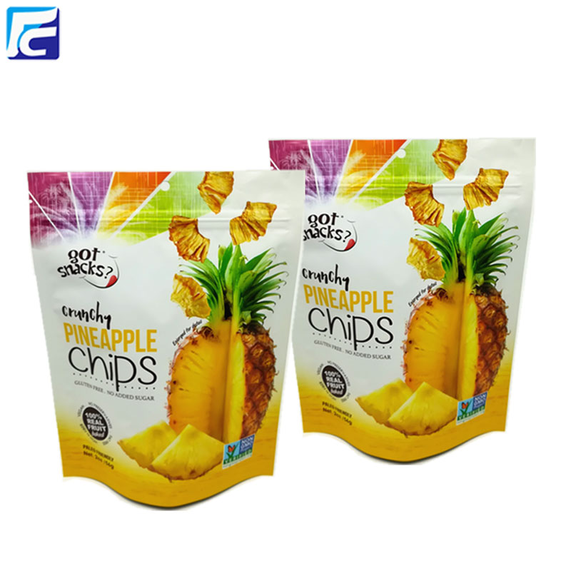 Laminate aluminium food stand up banana chips bags