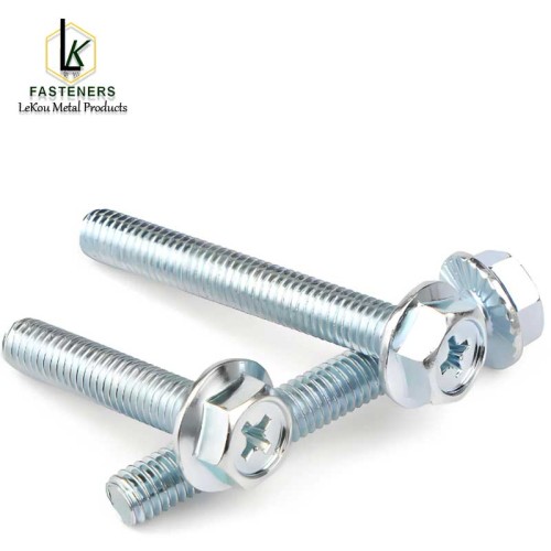 Винт с шестигранной головкой и фланцевой головкой из углеродистой стали, оцинкованный, с крестообразным шлицем