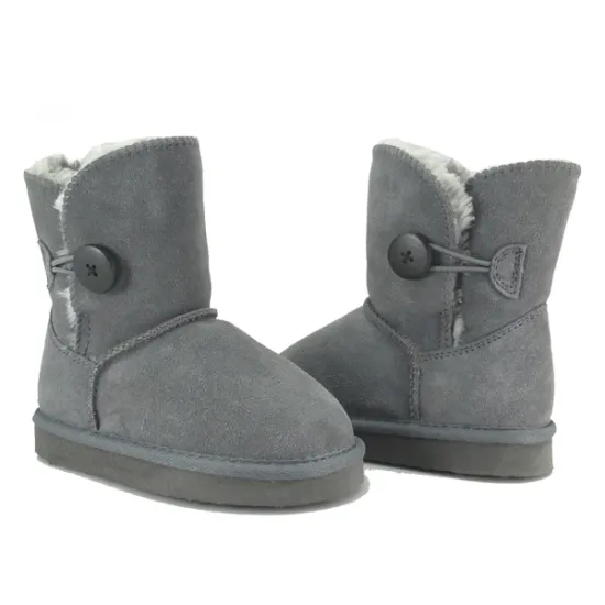 Girl kids grey suede boots for winter