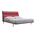 Modern luxury bedroom furniture set upholstered queen king size bed frame metal leg fabric leather wood beds