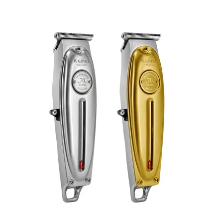 Kemei 1949 Professional Hair Clipper All Metal Men Electric Cordless Hair Trimmer 0mm Baldheaded T Blade Finish Haircut Machine