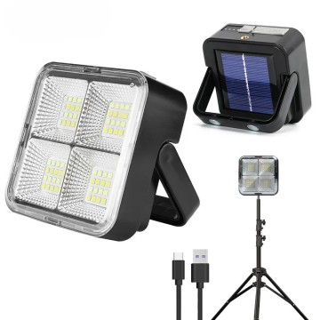 ABS Waterproof IP66 LED Solar Rechargeable Floodlight for Outdoor Camping