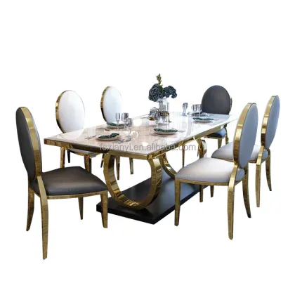 Luxury Marble Top Dining Table Set for Modern Home Furnishing