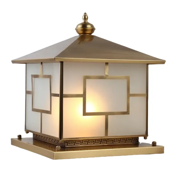 Waterproof European Outdoor Square Post Lamp: A Copper Capital Lamp for Garden, Courtyard, Wall, Villa, and Door Post Decor