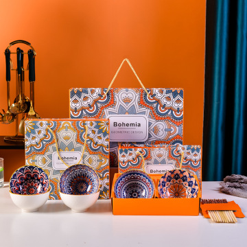 Fashion Bohemian Dapur Gaya Keramik Bowl dan Sumptsticks Gift Set