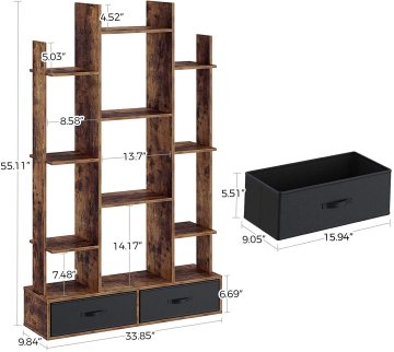 Bookshelf with Rustic Wood Bookshelves