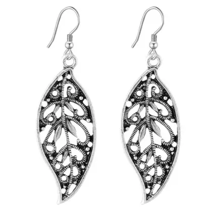 Cheap silver maple leaf earrings, big earrings