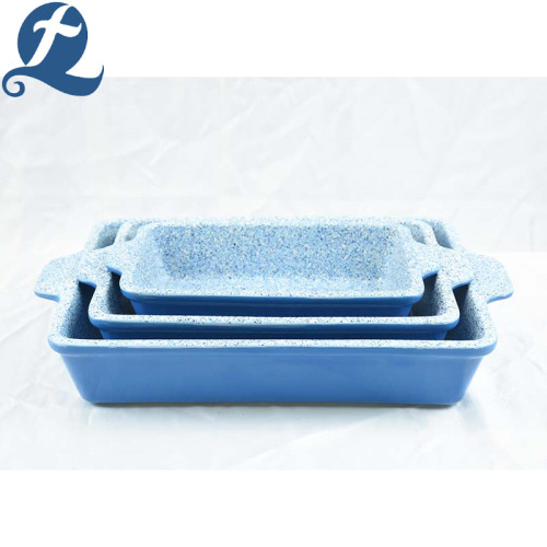 Wholesale Printed Rectangular Ceramic Baking Pan Tray