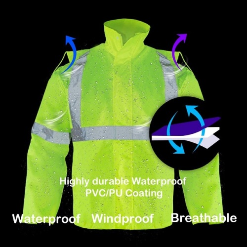 Reflective Rain Jacket Custom Reflect Men'S Construction Reflective Safety Raincoat Supplier