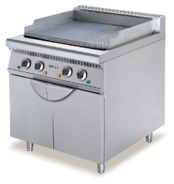 Gas griddle with cabinet 2/3 flat and 1/3 grooved Floor-half pit half Griddle With Cabinet