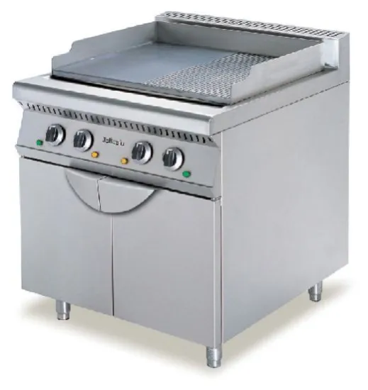 Gas griddle with cabinet 2/3 flat and 1/3 grooved Floor-half pit half Griddle With Cabinet