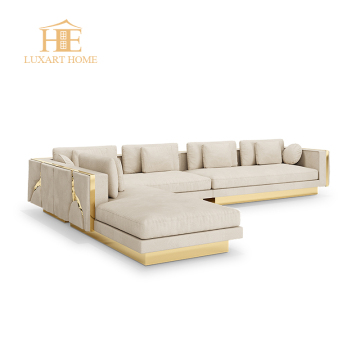 L-Shape Velvet Sofas: Italian Light Luxury Curved Modular High Gloss Paint Walnut Leather Movie Studio Sofa