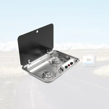 Stainless Steel Drop-In Dual Burner Cooktop with Propane Ignition for RVs and Outdoor Kitchens