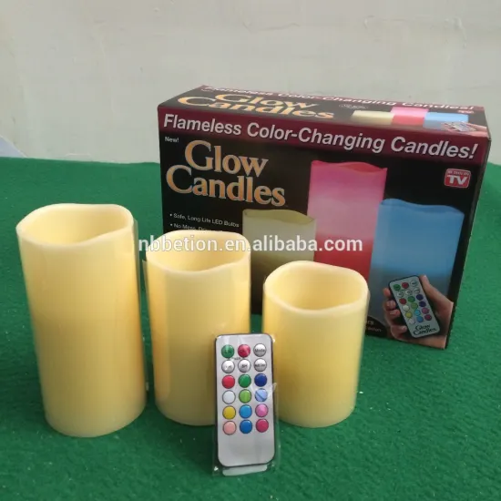 3pcs led color changing led candles with remote control led paraffin wax candles flameless flicking color changing led candles