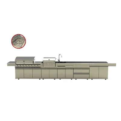 Modular Stainless Steel Charcoal Grill Customized Outdoor Kitchen Cabinet