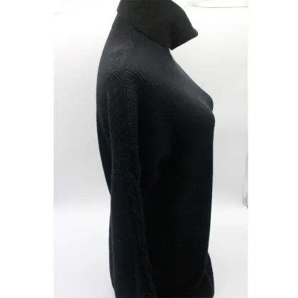 Ladies Simple Beautiful Pure Black Turtleneck Fashion Turtleneck cashmere sweater