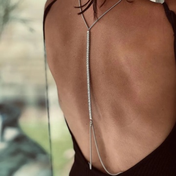 Brave Light Fashion Colorful Zircon Back Chain Dress Jewelry for Women - Bridal Party Accessories