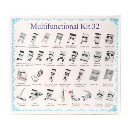YUK #32 Presser Foot Kit for Domestic Sewing Machines: Includes Braiding, Blind Stitch, and Darning Accessories for Brother, Singer, and Janome Models