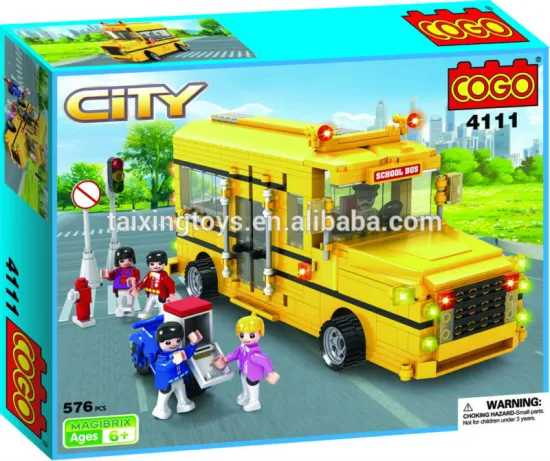 Hot and New Funny Toys DIY city school bus building blocks
