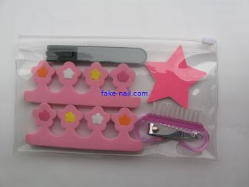 Fake Nails Kit With Silver Nail Clipper , Grey Plastic Nail Buffer