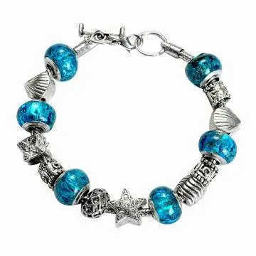 Bracelet, made of pandora beads and brass chain, professional pandora factory