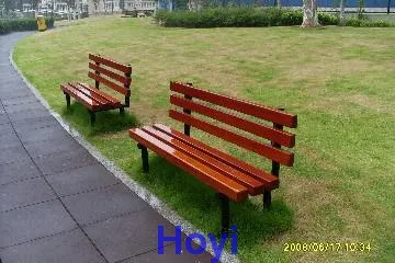 Public wooden bench with fashionable design