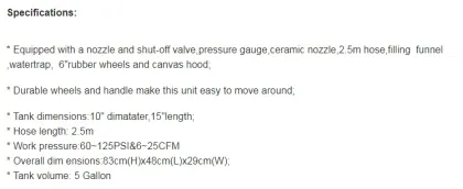 5 Gallon Automatic Industrial Portable Sandblaster