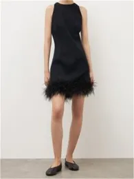 100% Viscose Solid Sleeveless Tassel Feather Short Skirt