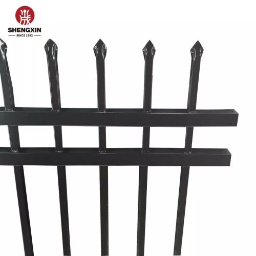 China Black Coated Steel Decorative Garden Fence Panel 8Ft Length 6Ft Height Black Galvanized Steel Fence Manufactory