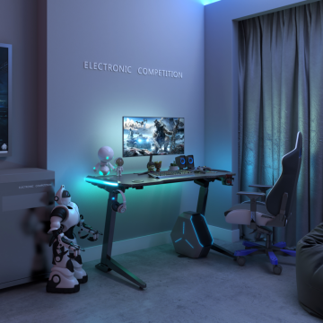 Loctek GET119X-L: Modern One-Motor Electric Height Adjustable Gaming Desk with Carbon Fiber Texture