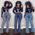 Women's Flare Bell Bottom Jeans Ripped
