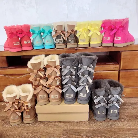 woman snow boots three bows boots