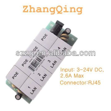 4 Port Passive POE Injector Module 12V 18V 24V 48V, passive POE injector supporting 802.3af