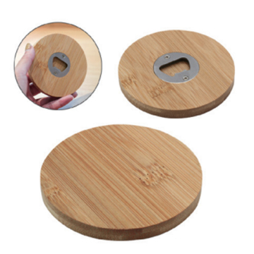 Bamboo Bottle Opener with Coaster