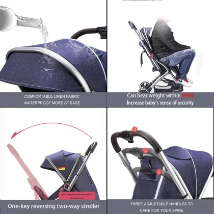 Umaubaby Baby Stroller High Landview Lightweight Stroller Two-way Stroller to ride or lie down newborn baby Aluminum Stroller