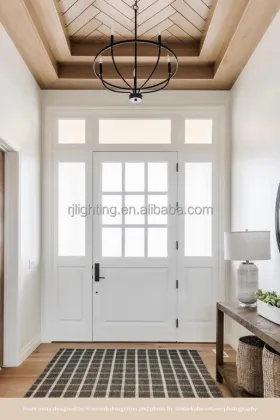 Aged Brass Chandelier for Farmhouse Entrance: Simple Elegant Countryside Villa Lighting