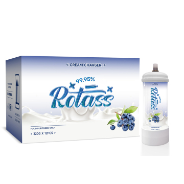 Rotass 320g Blueberry Flavored Whipped Cream Bulk Packets with Chargers for Cakes and Beverages