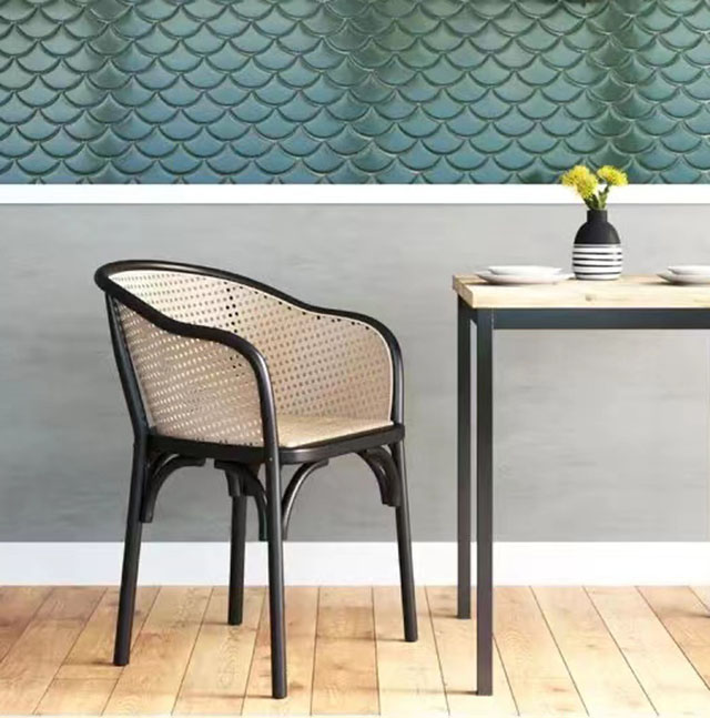 Orangefurn Nordic minimalist Chandigarh vintage rattan chair restaurant furniture wooden dining chair