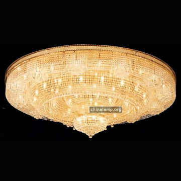 Modern Banquet Hall Hotel Low Ceiling Custom Golden Round Crystal Chandelier