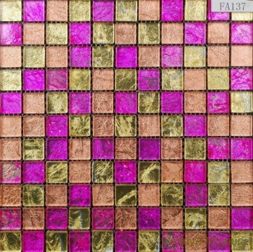 Glass mosaic tile FA137 Gold-silver inside
