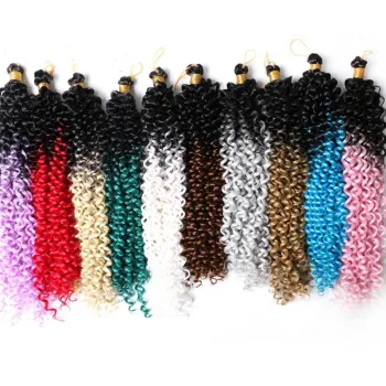 Onst Bohemian Water Curl Wave Hair Extensions for Women Grey Pink Ombre Crochet synthetic bulk hair in synthetic Hair extension