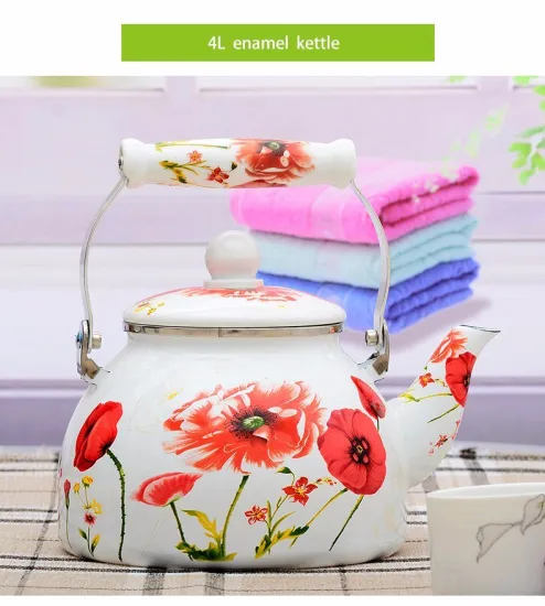 Full Flower Decal Enamel Kettle