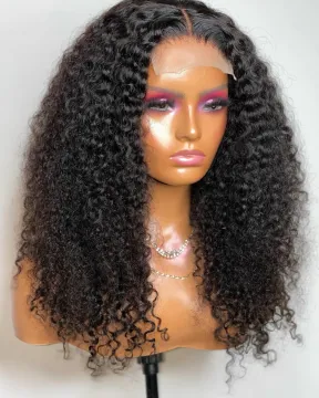 Invisible Hairline Jerry Curl 5 by 5 Human Hair HD Lace Wig Afro Kinky Curly Virgin Hair Super Fine Swiss Lace Closure Wigs
