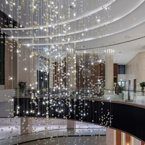 Hotel lobby hanging crystal led chandelier pendant lamp